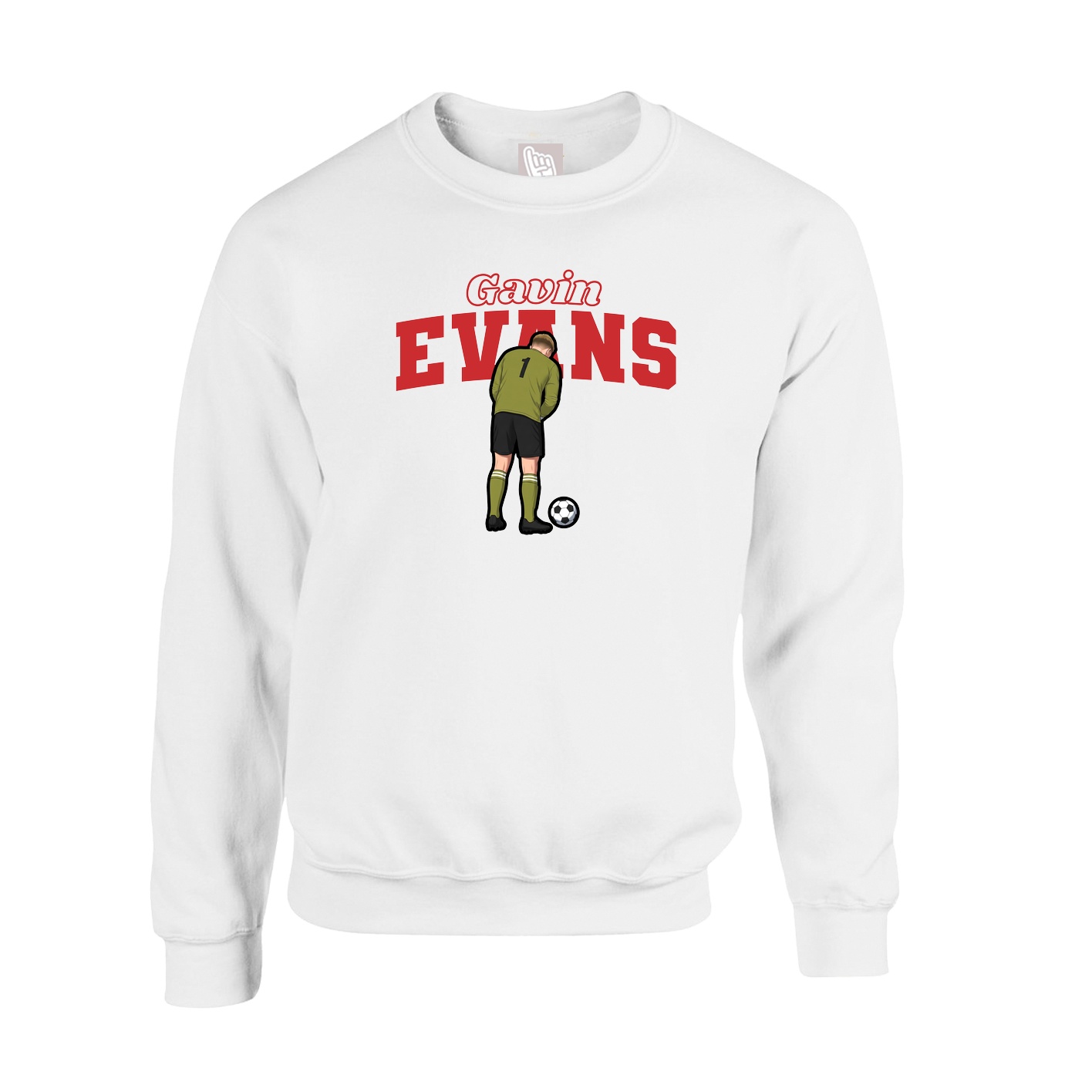 Fleece Crew — Name Arch in White