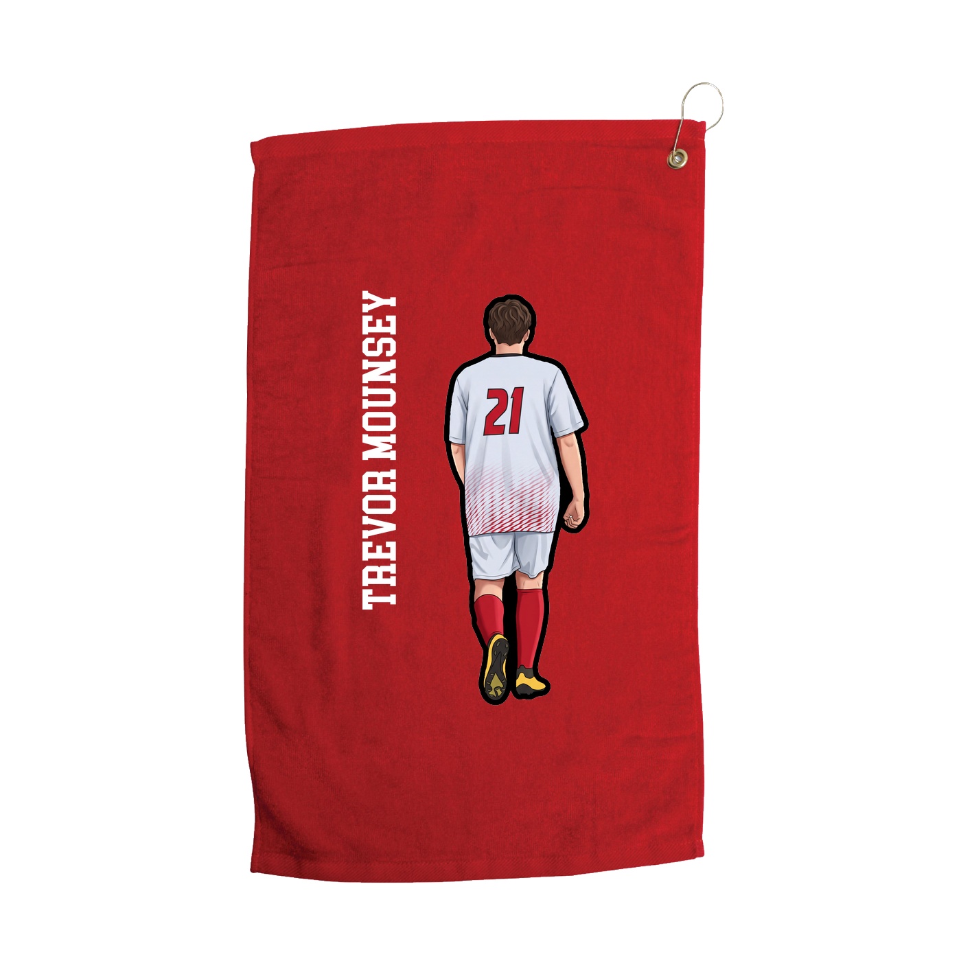 Golf Towel — Name Vertical in Red