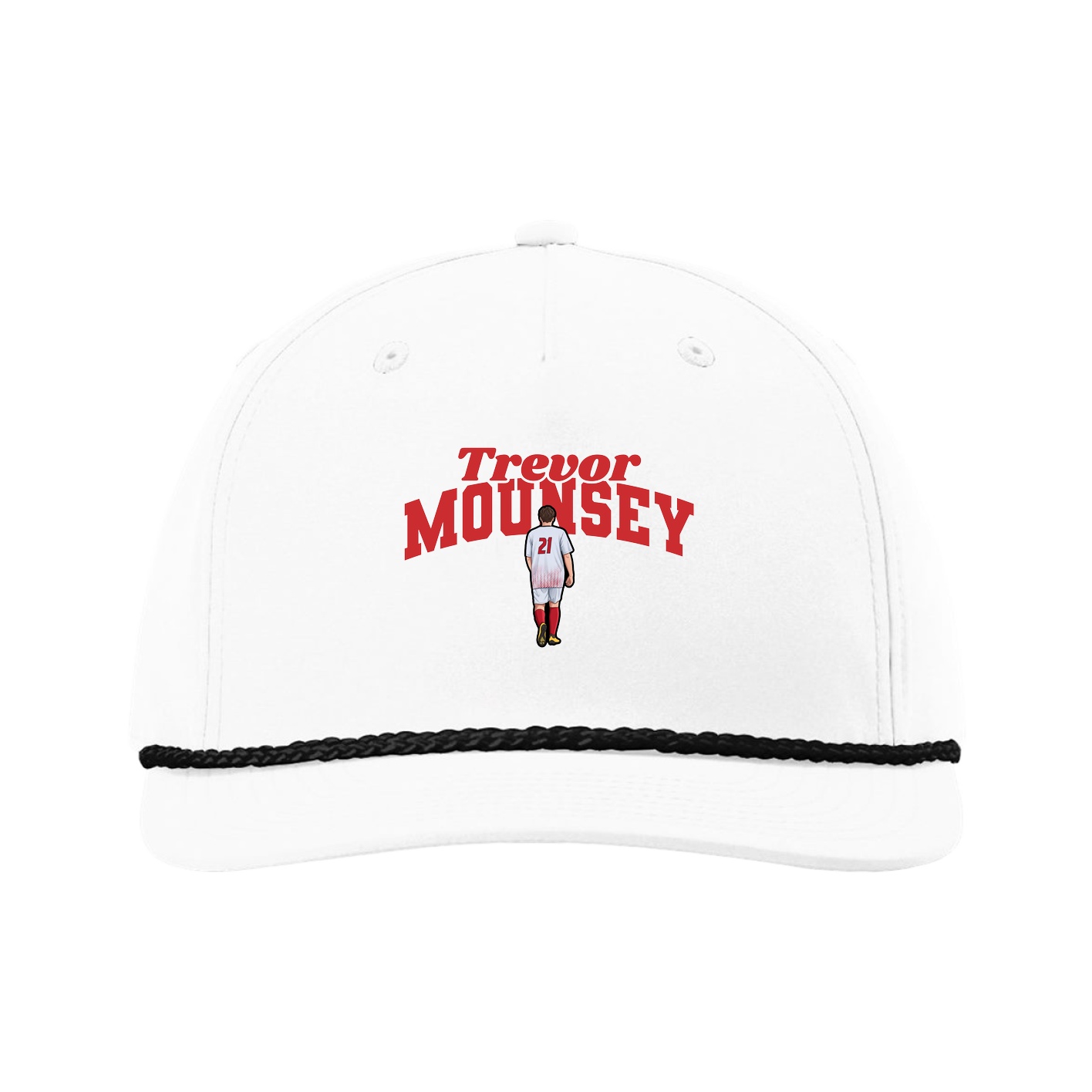 Five-Panel Classic Rope Cap — Signature Arch in White