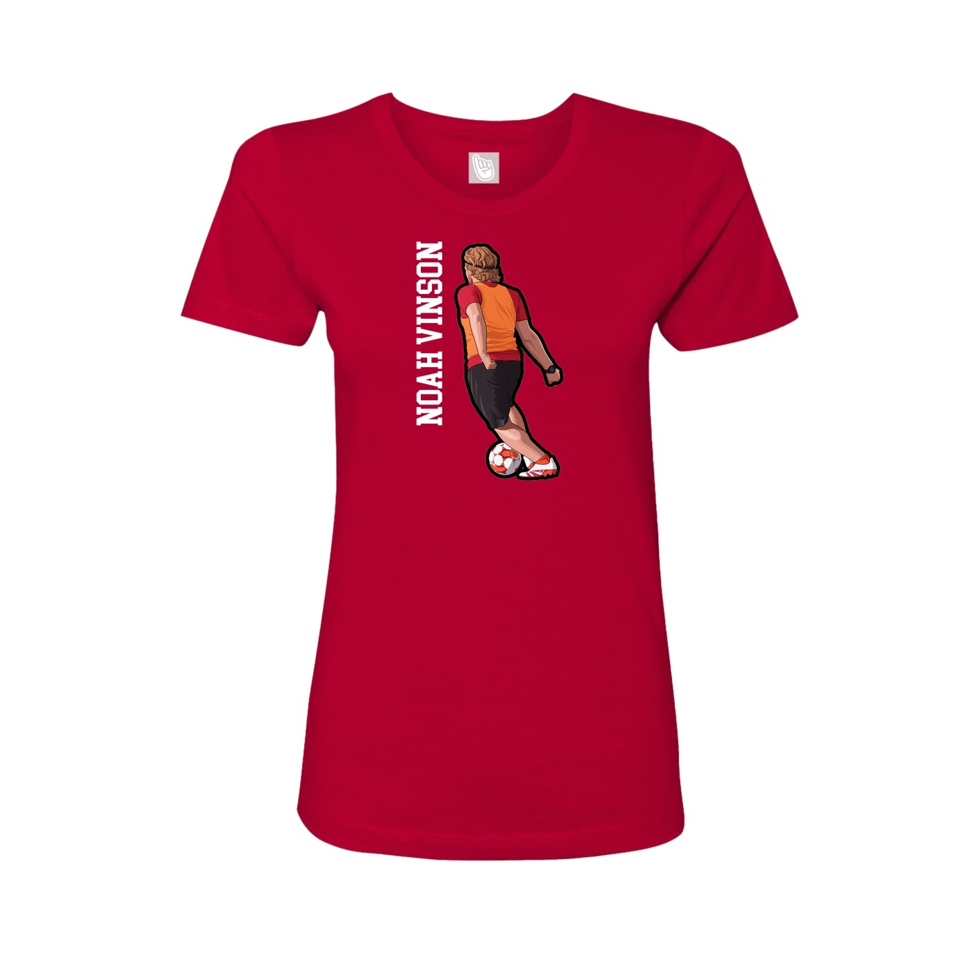 Fitted Women's Tee — Name Vertical in Red
