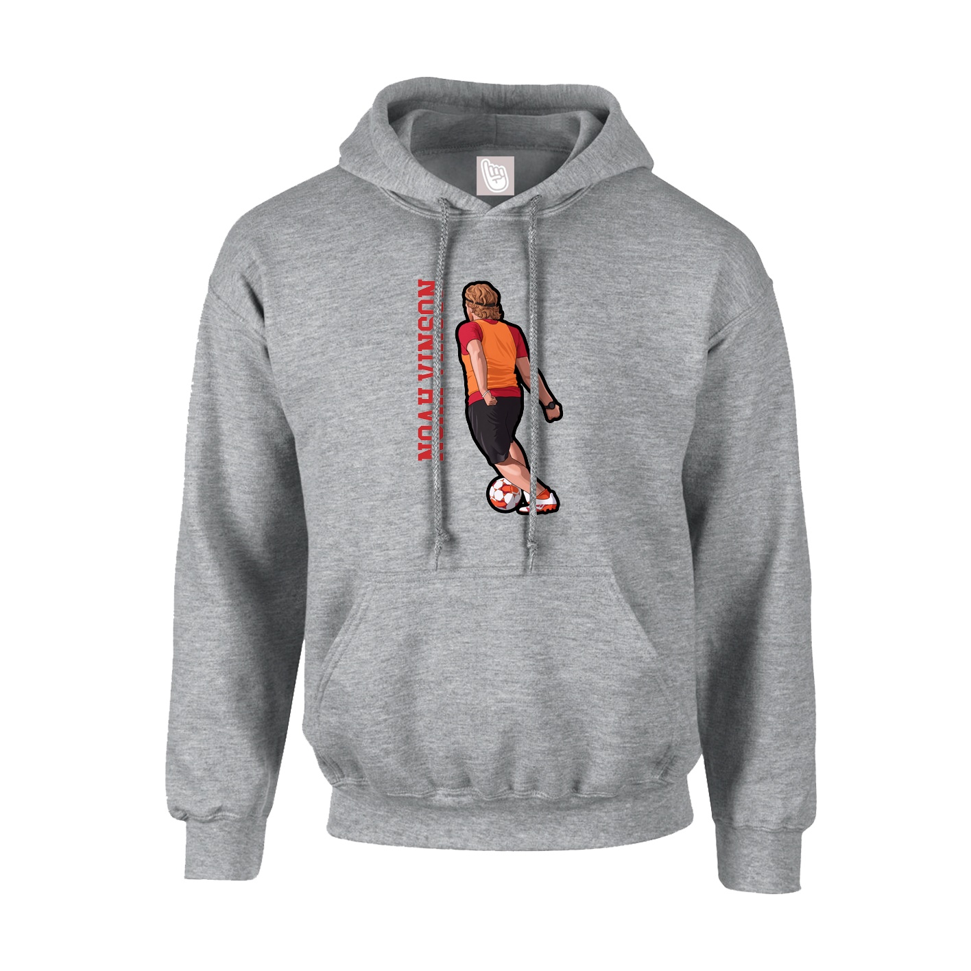 Hoodie — Name Vertical in Grey