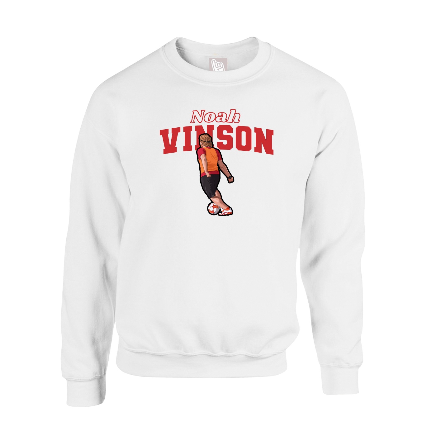 Fleece Crew — Name Arch in White