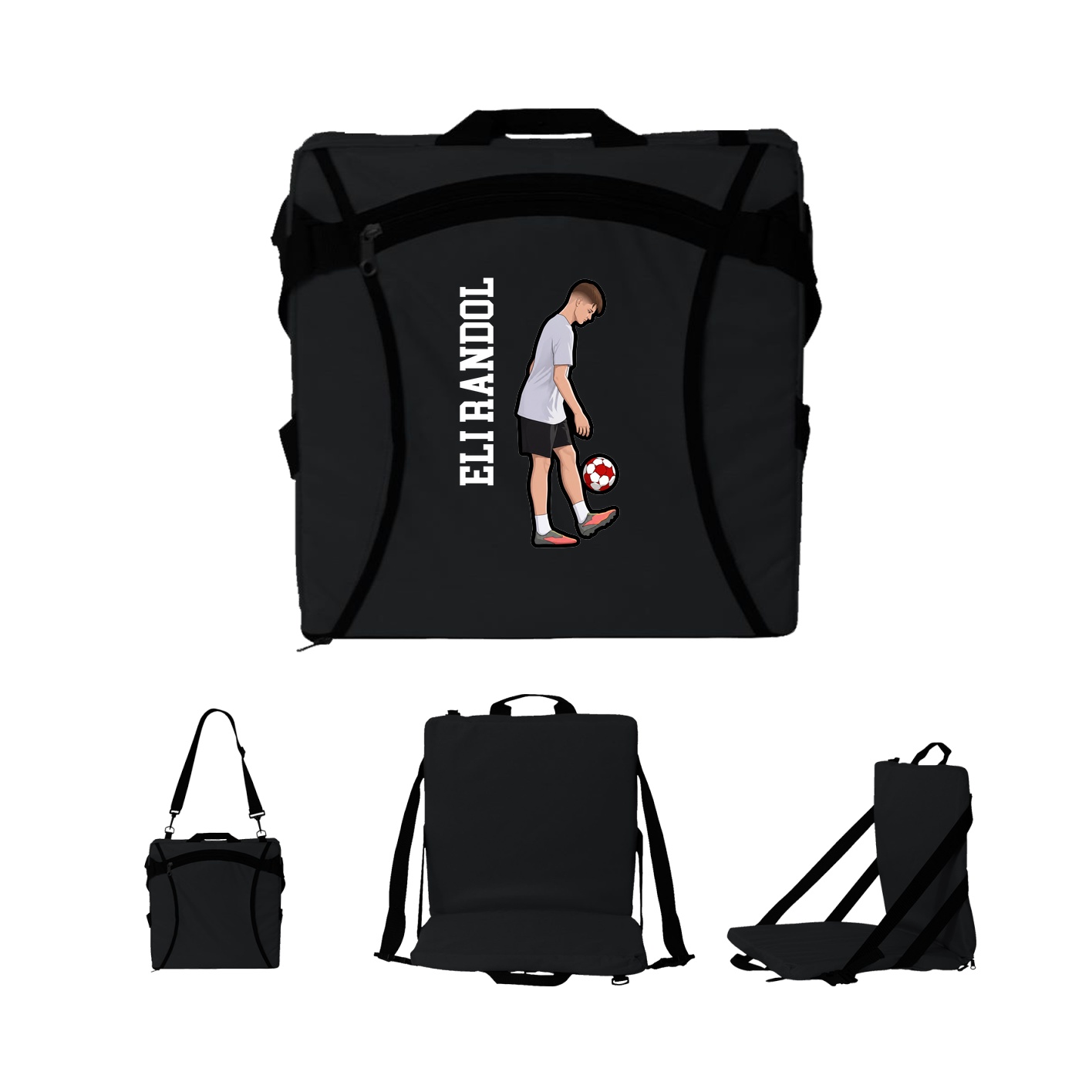 Folding Stadium Seat — Name Vertical in Black