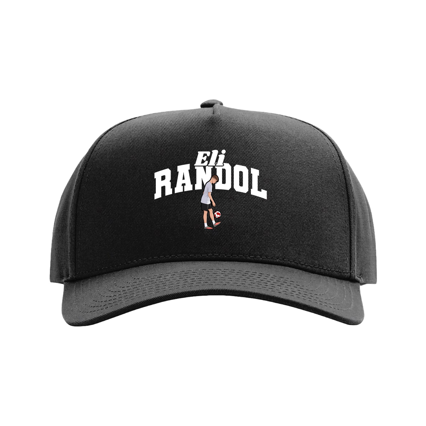 Full Fabric Five-Panel Champ Cap — Signature Arch in Black