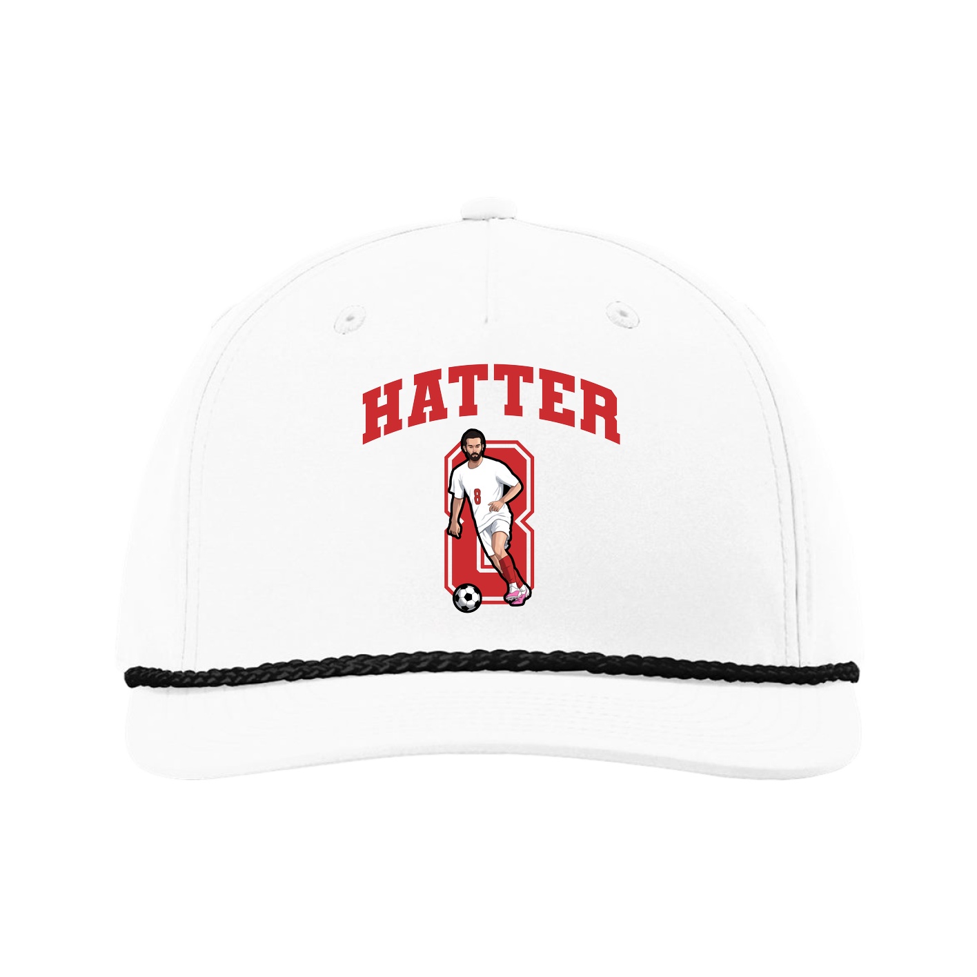 Five-Panel Classic Rope Cap — Number in White