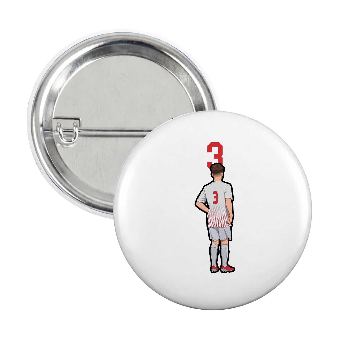 Game Day Button — Number Top in White