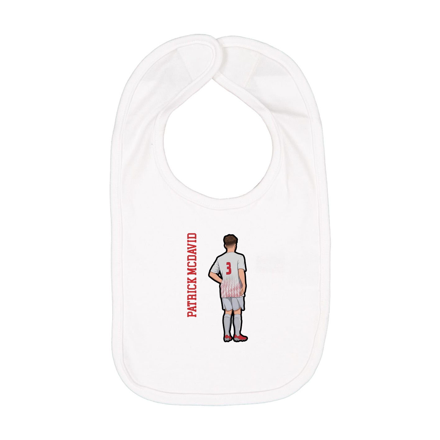 Infant Bib — Name Vertical in White