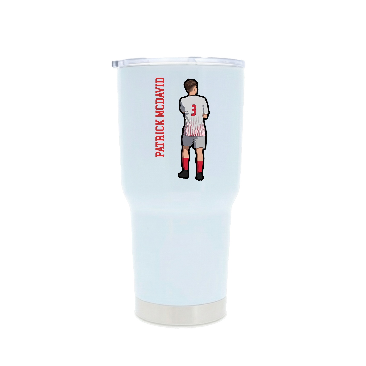 30oz Stainless Steel Tumbler — Name Vertical in White