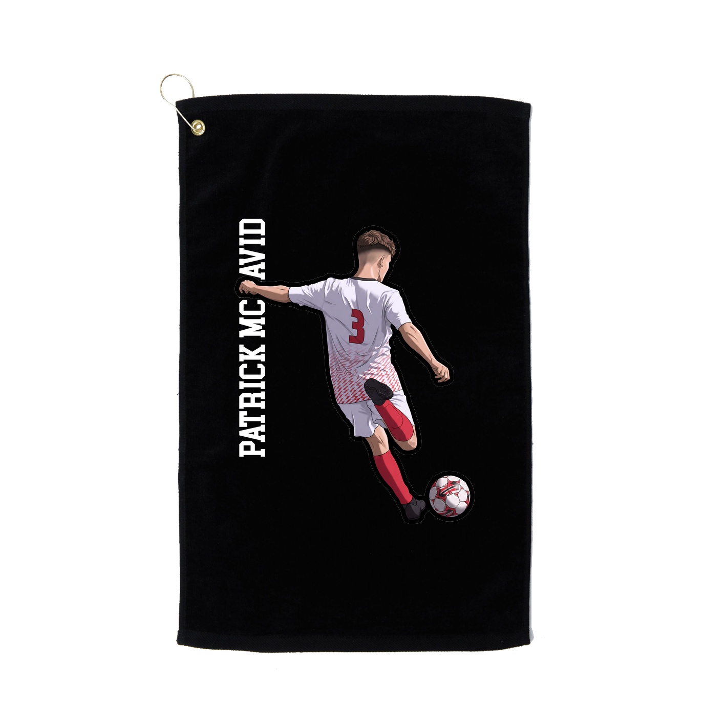Golf Towel — Name Vertical in Black