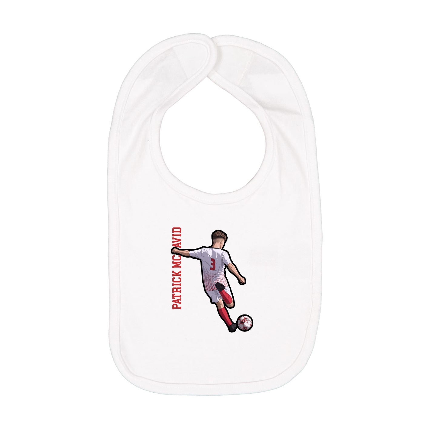 Infant Bib — Name Vertical in White