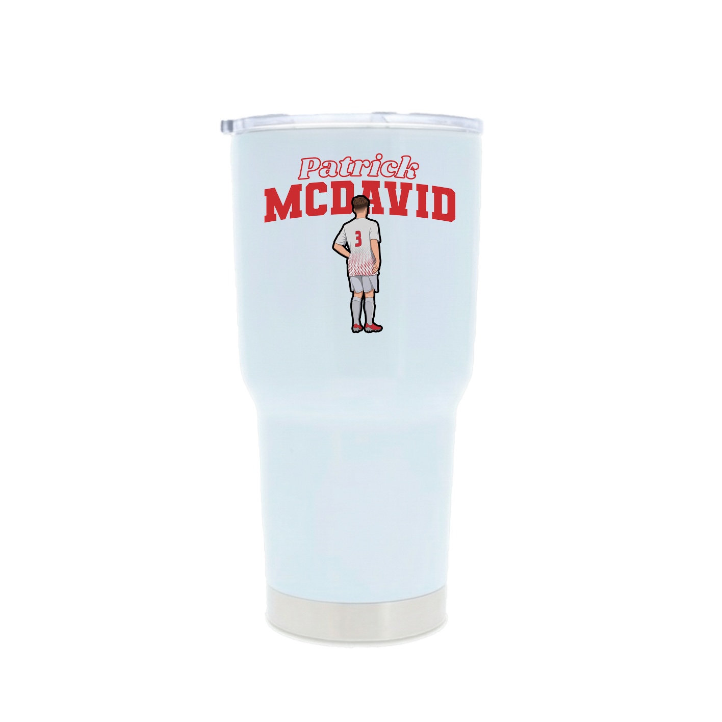 30oz Stainless Steel Tumbler — Name Arch in White