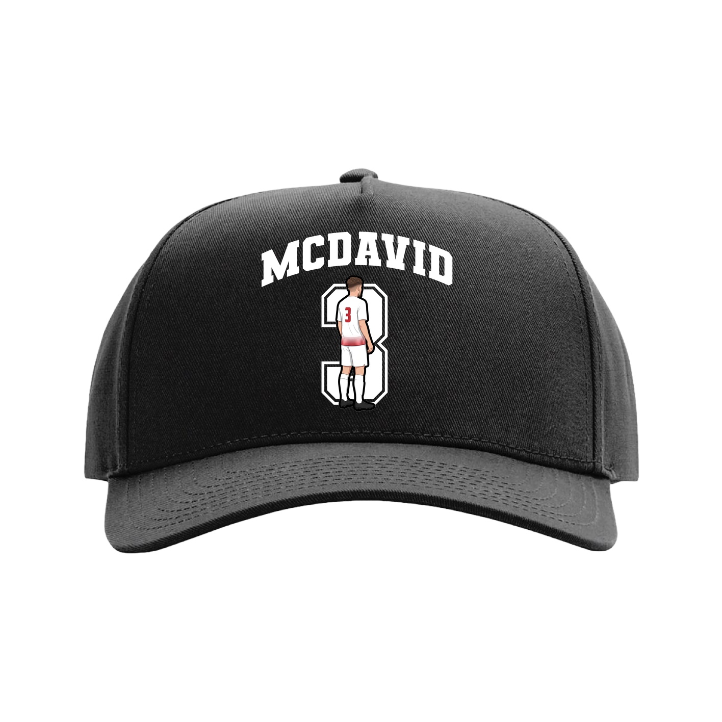 Full Fabric Five-Panel Champ Cap — Number in Black