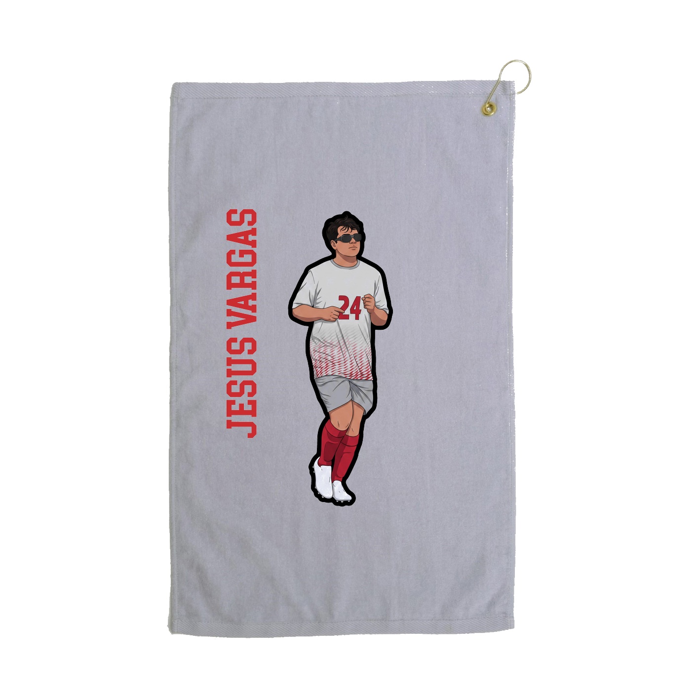 Golf Towel — Name Vertical in Grey