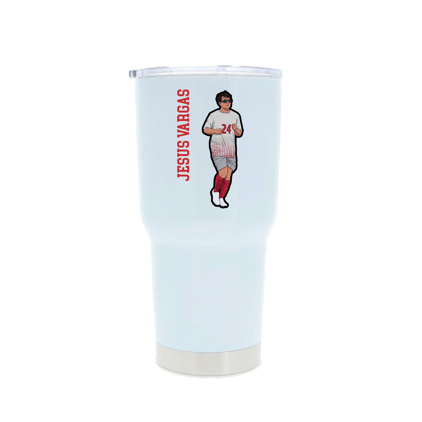 30oz Stainless Steel Tumbler — Name Vertical in White