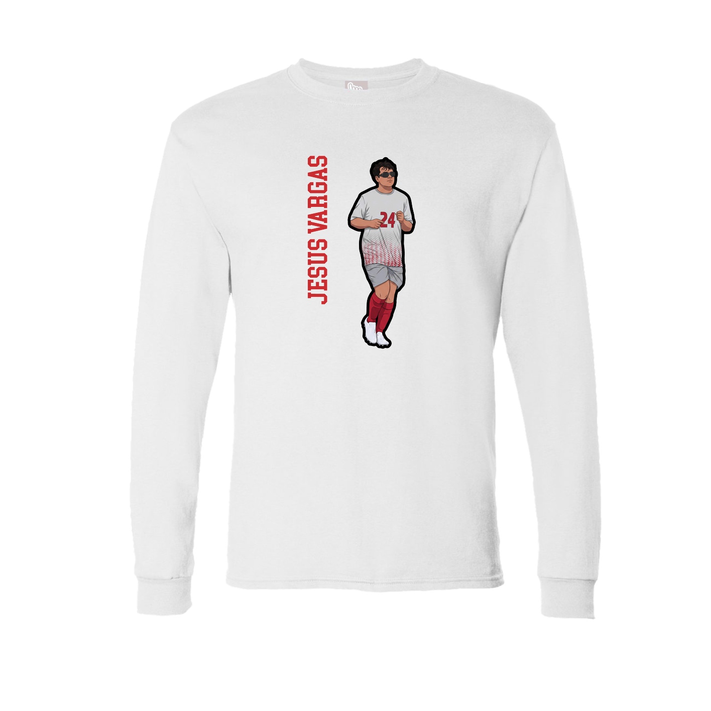 Long Sleeve Tee — Name Vertical in White