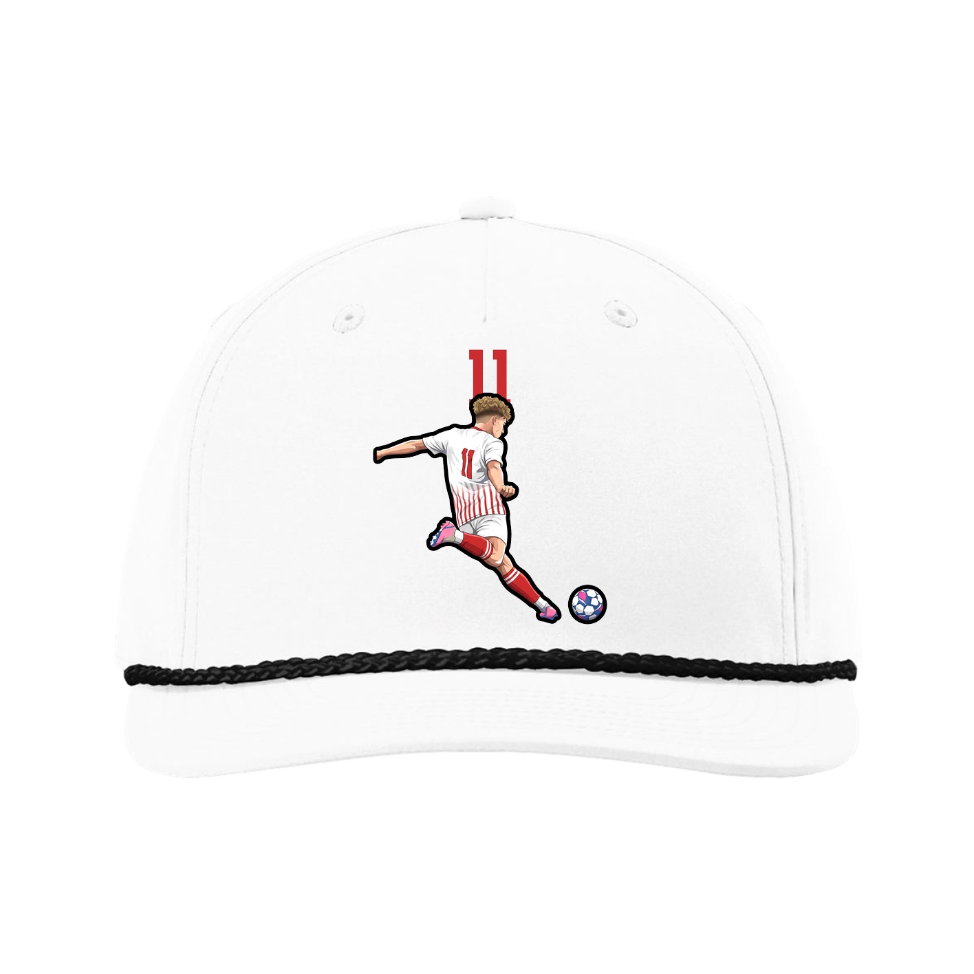 Five-Panel Classic Rope Cap — Number Top in White