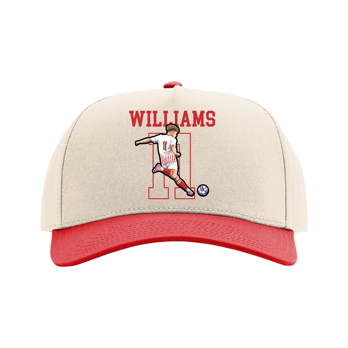 Full Fabric Five-Panel Champ Cap — Shirsey in Cream/Red