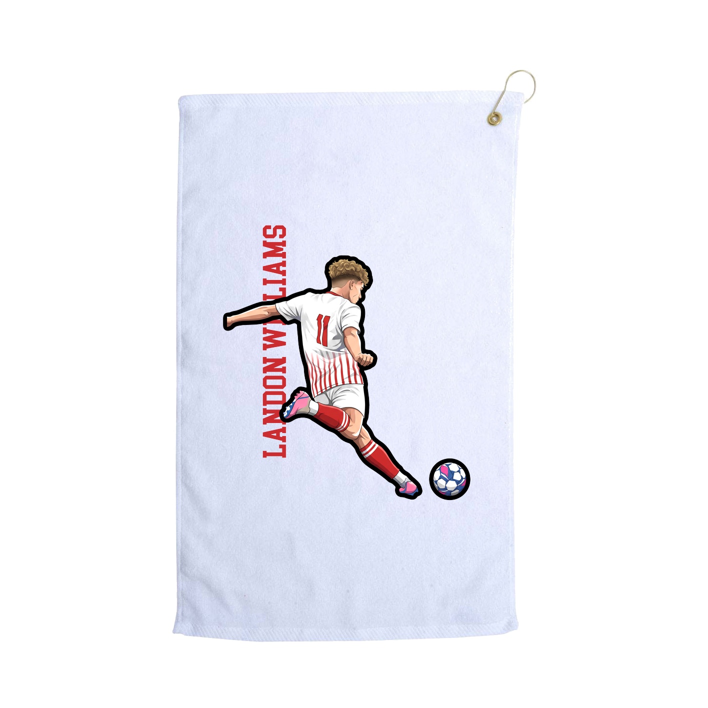 Golf Towel — Name Vertical in White