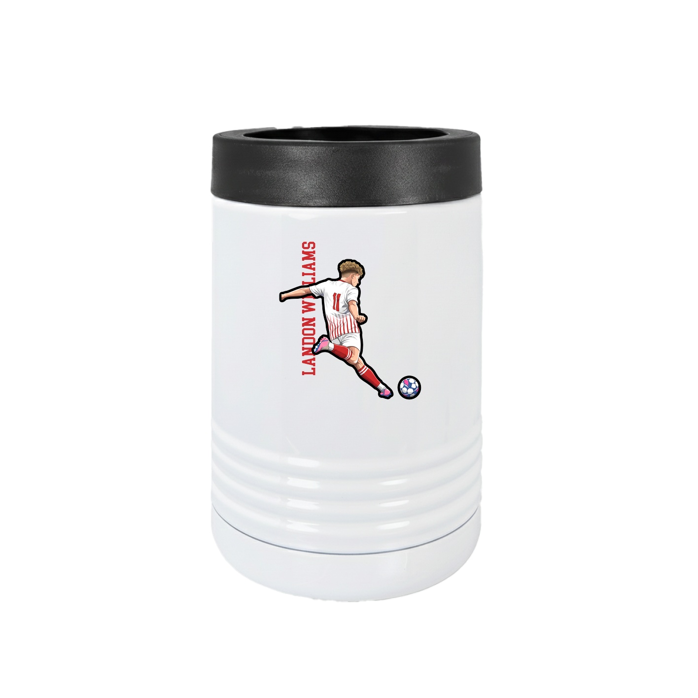 Beverage Holder — Name Vertical in White