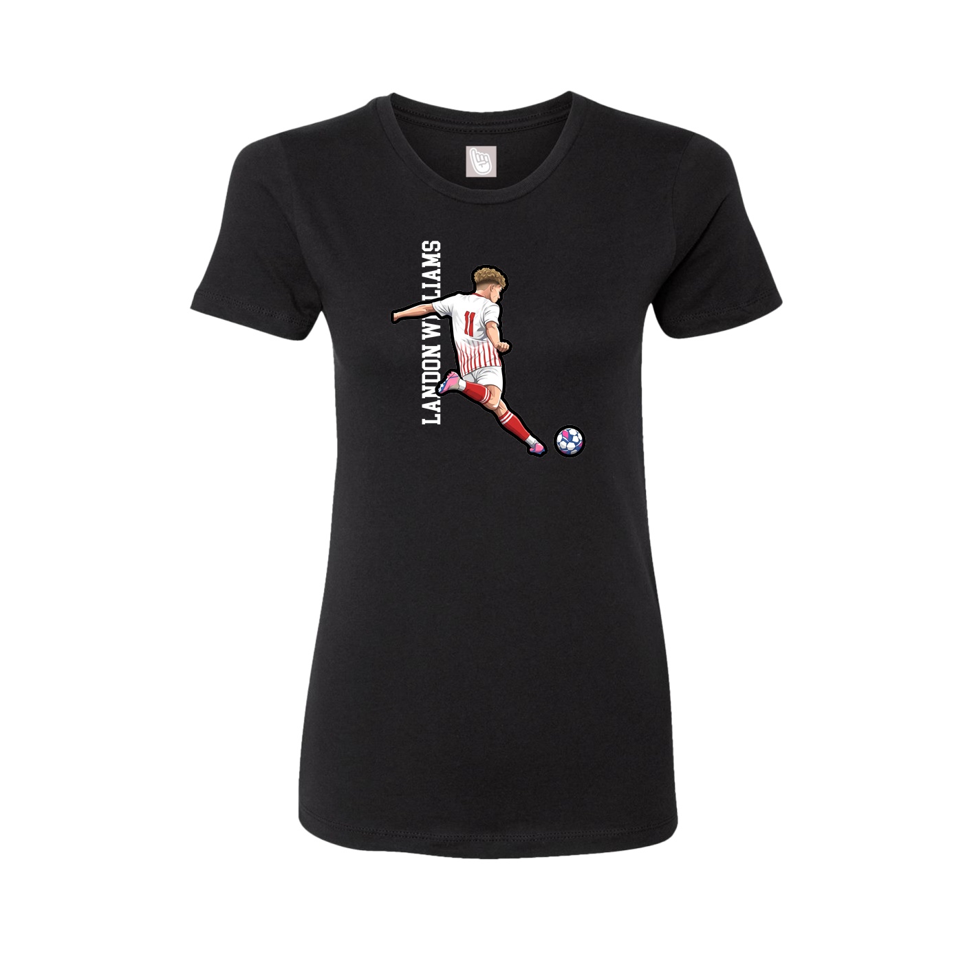 Fitted Women's Tee — Name Vertical in Black