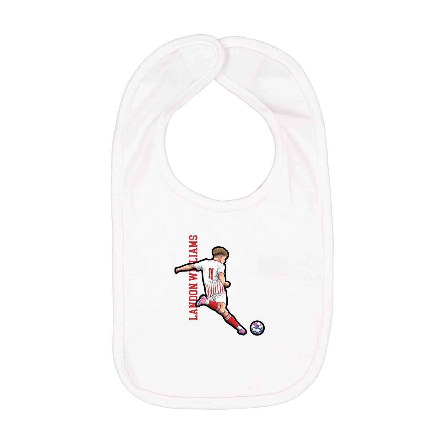 Infant Bib — Name Vertical in White