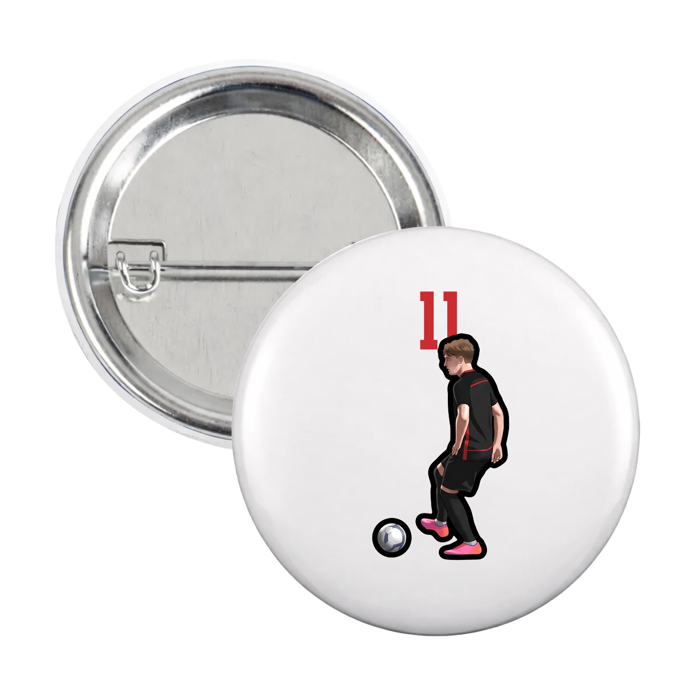Game Day Button — Number Top in White