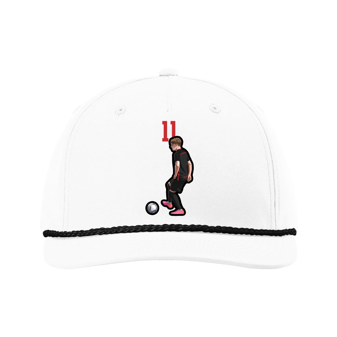 Five-Panel Classic Rope Cap — Number Top in White