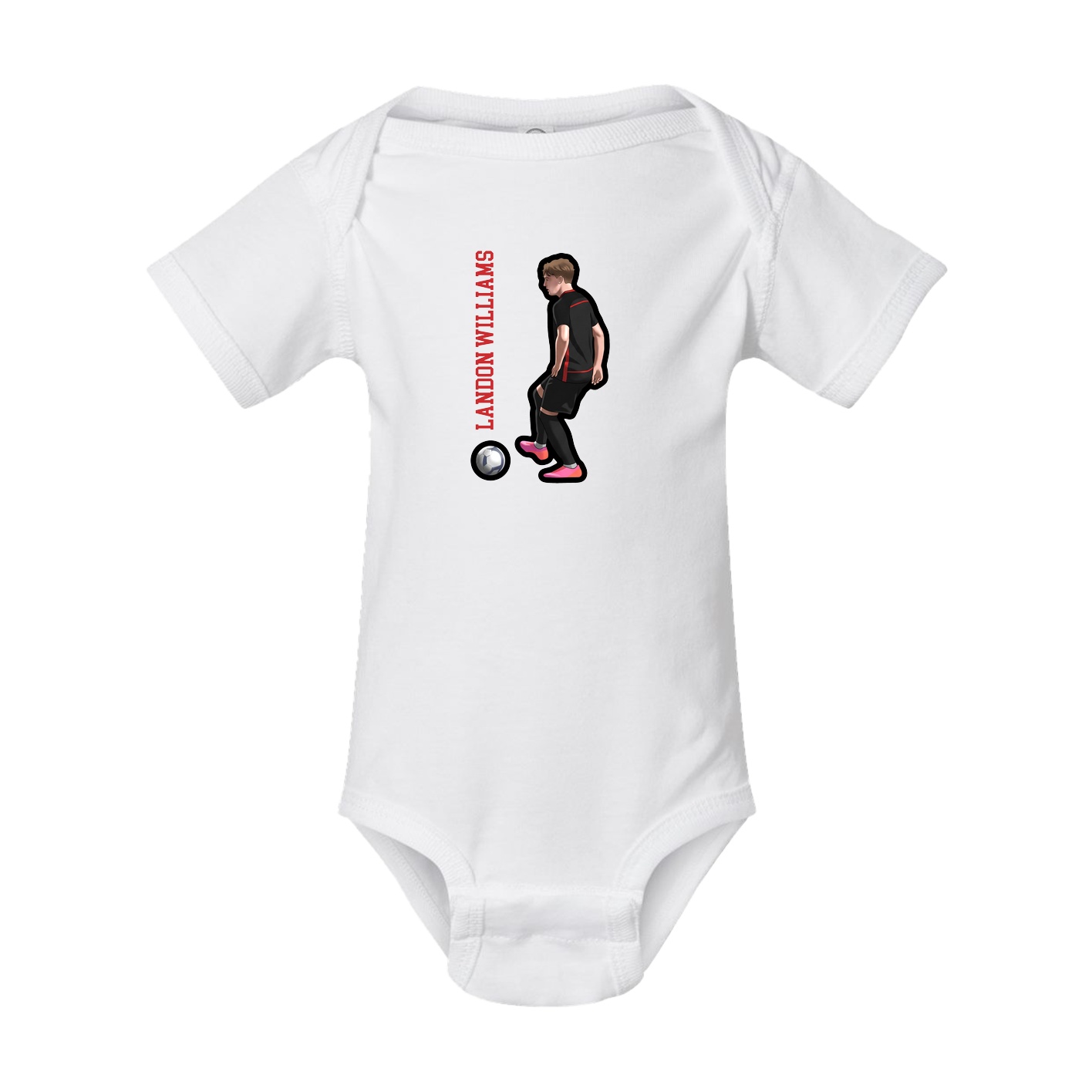 Baby Onesie — Name Vertical in White