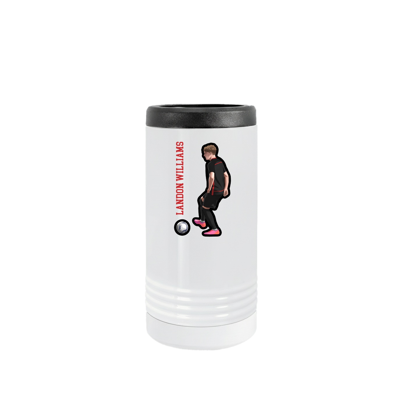 Slim Beverage Holder — Name Vertical in White