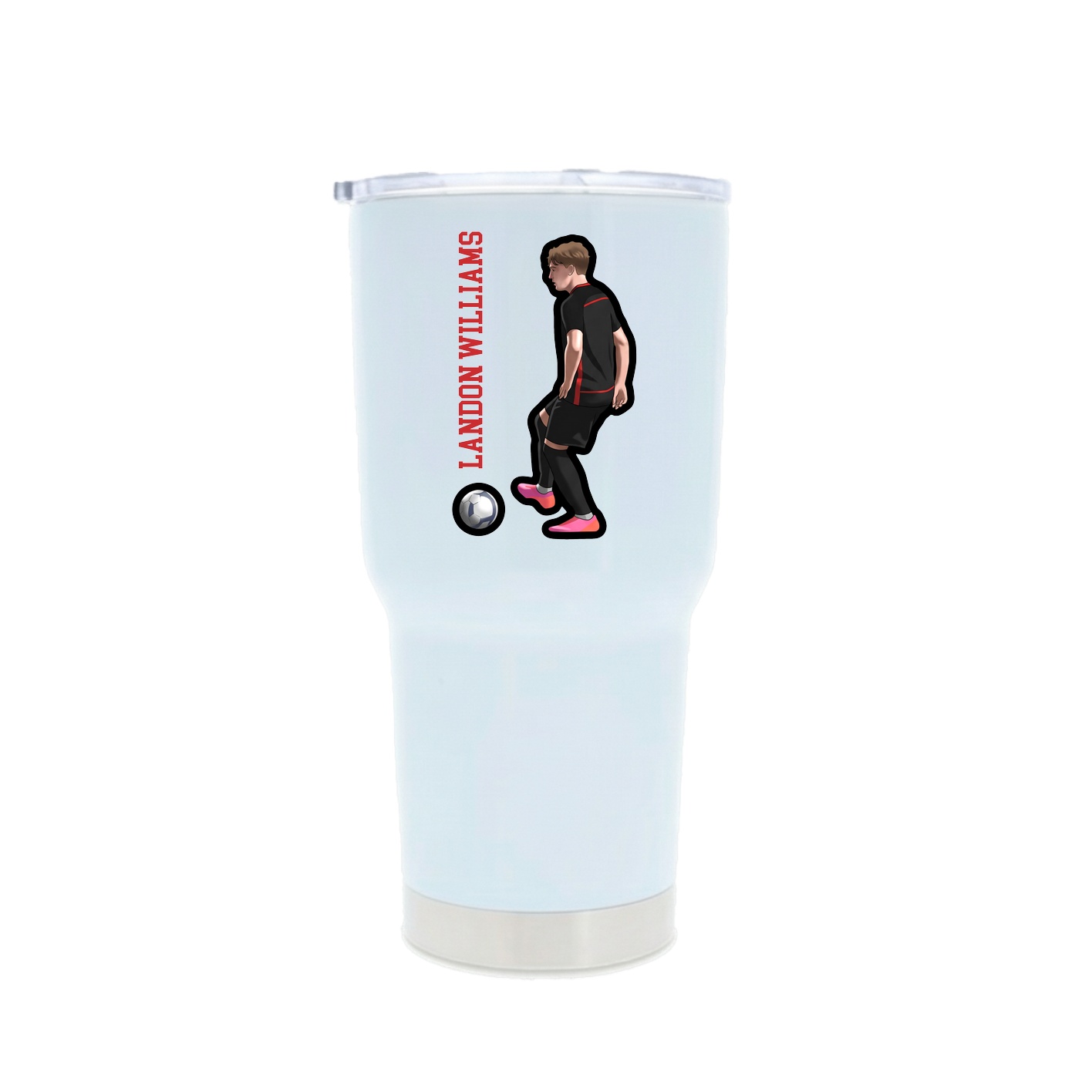 30oz Stainless Steel Tumbler — Name Vertical in White