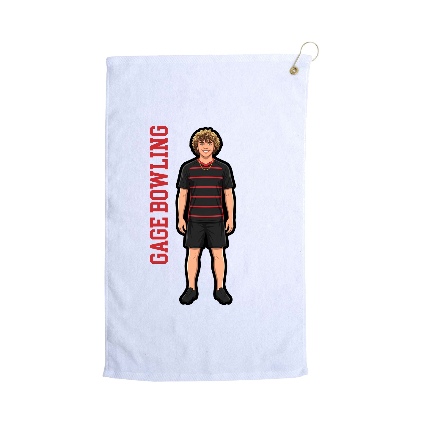 Golf Towel — Name Vertical in White