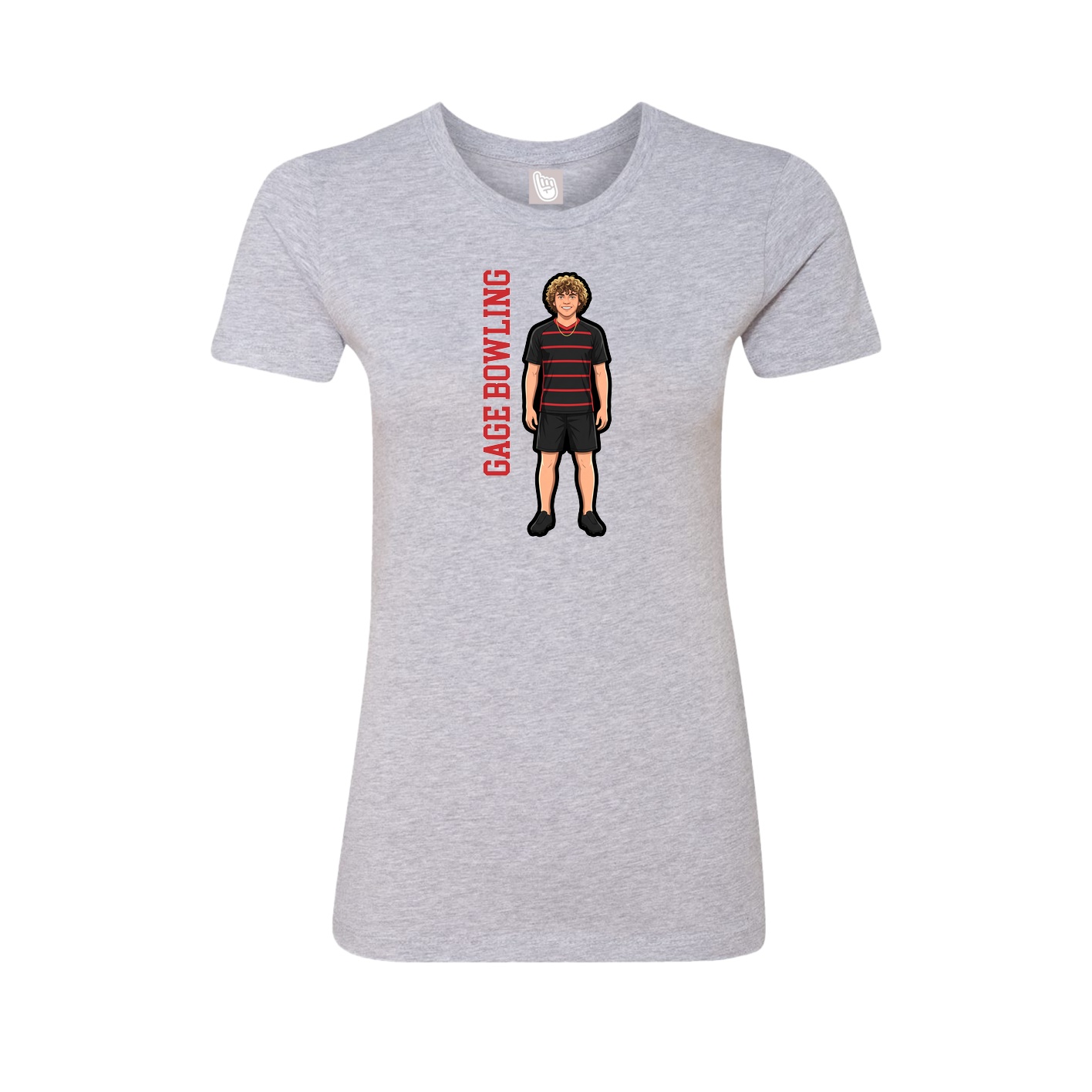 Fitted Women's Tee — Name Vertical in Grey