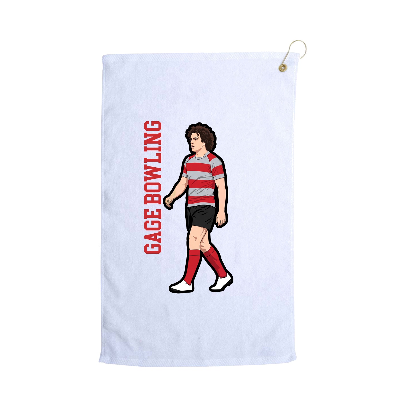 Golf Towel — Name Vertical in White