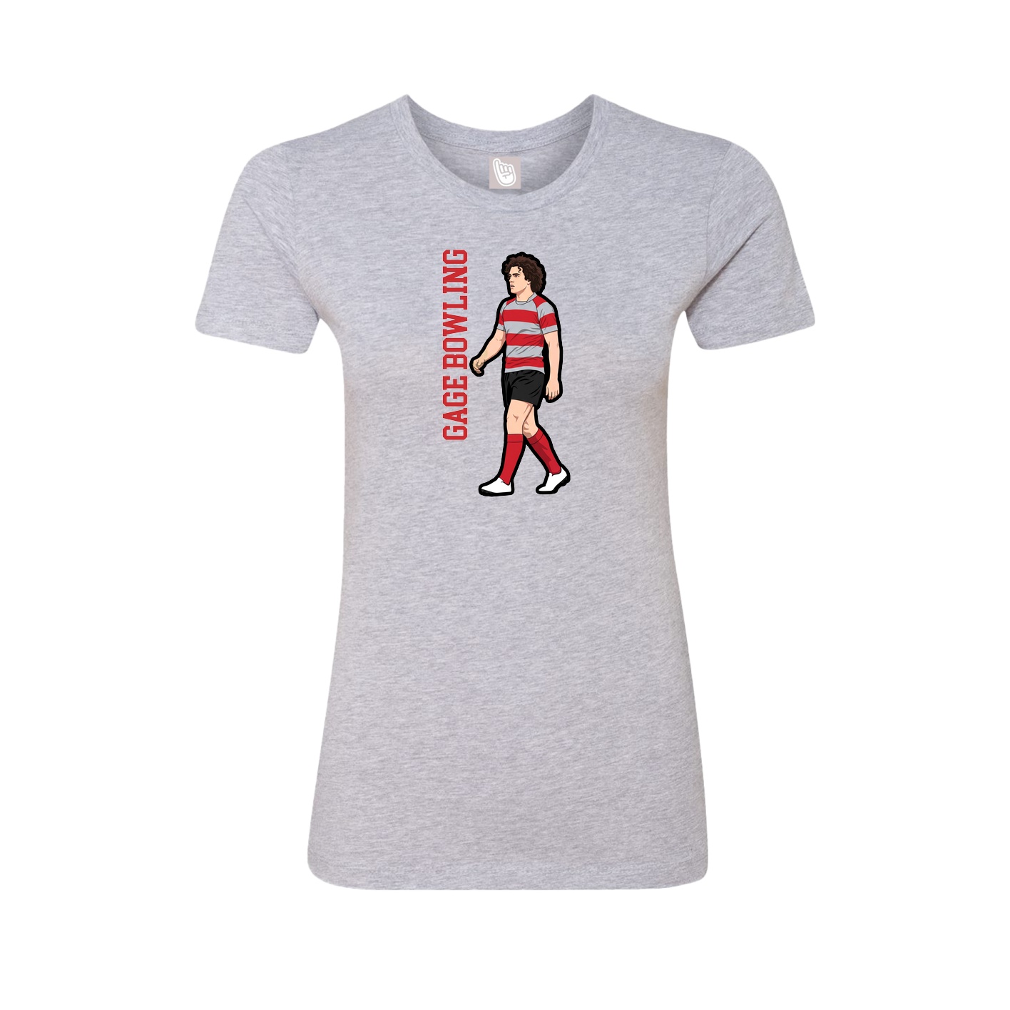 Fitted Women's Tee — Name Vertical in Grey