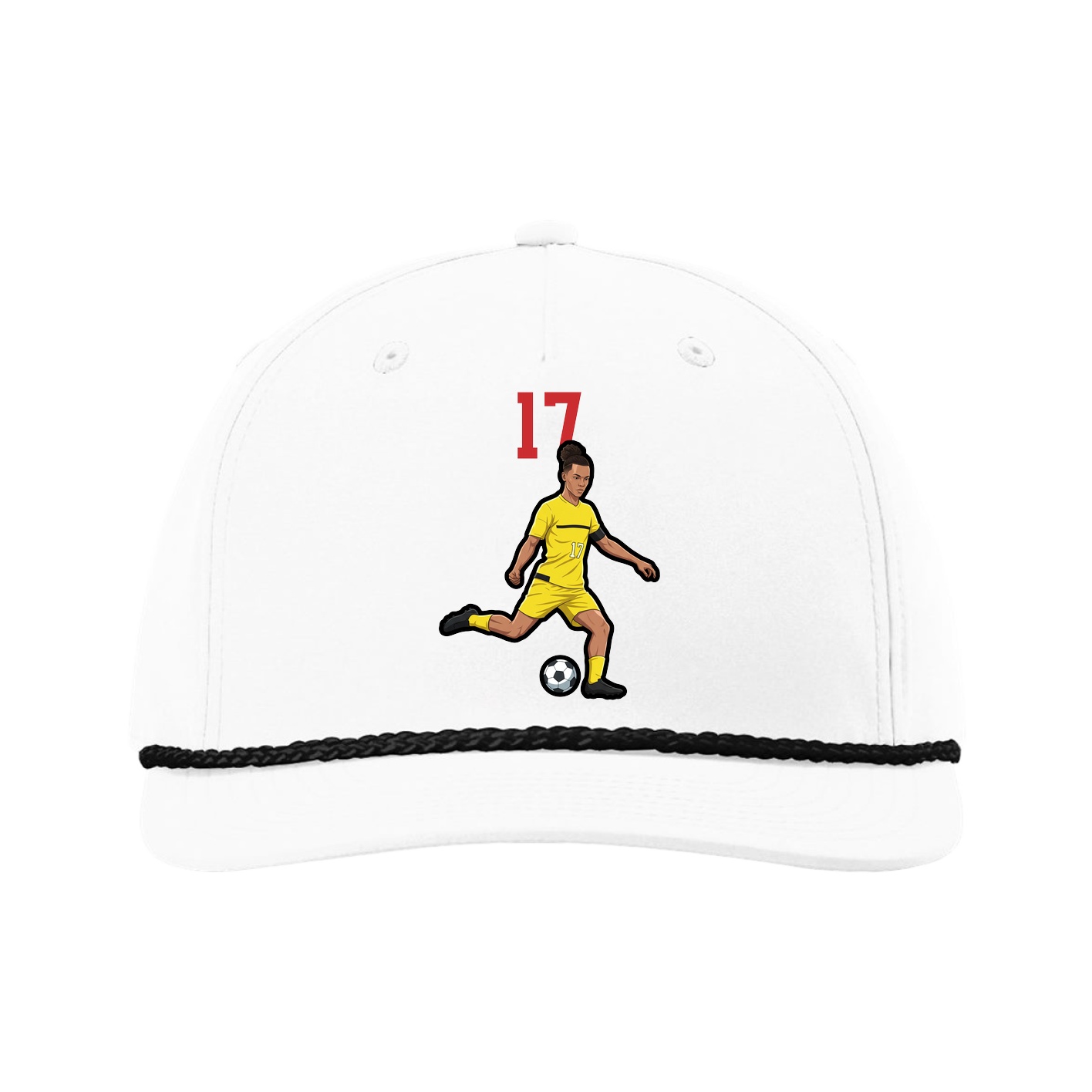 Five-Panel Classic Rope Cap — Number Top in White
