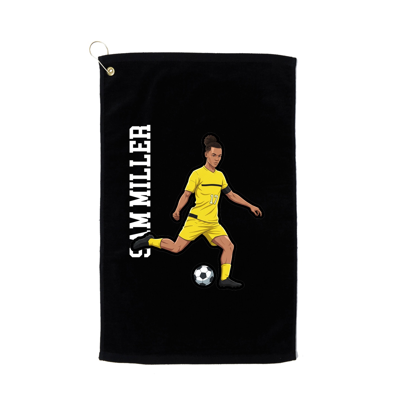 Golf Towel — Name Vertical in Black