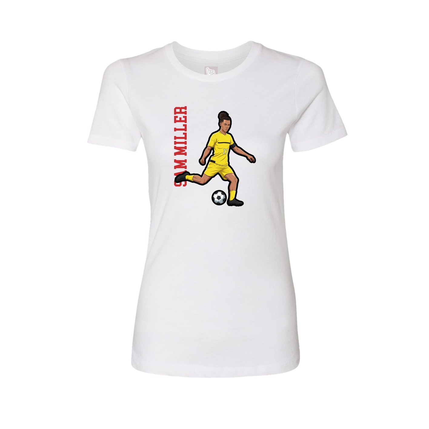 Womens Tee — Name Vertical in White