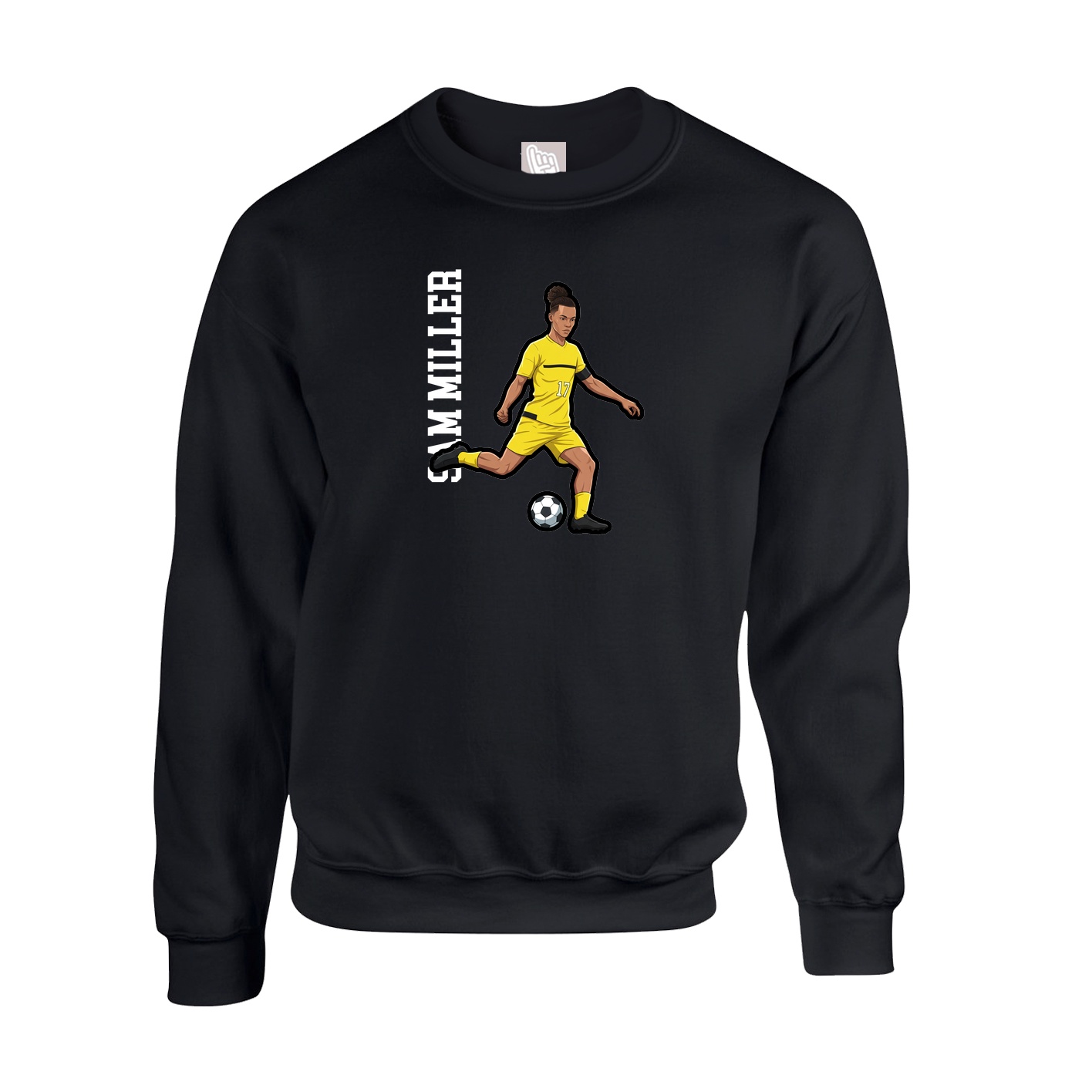 Fleece Crew — Name Vertical in Black