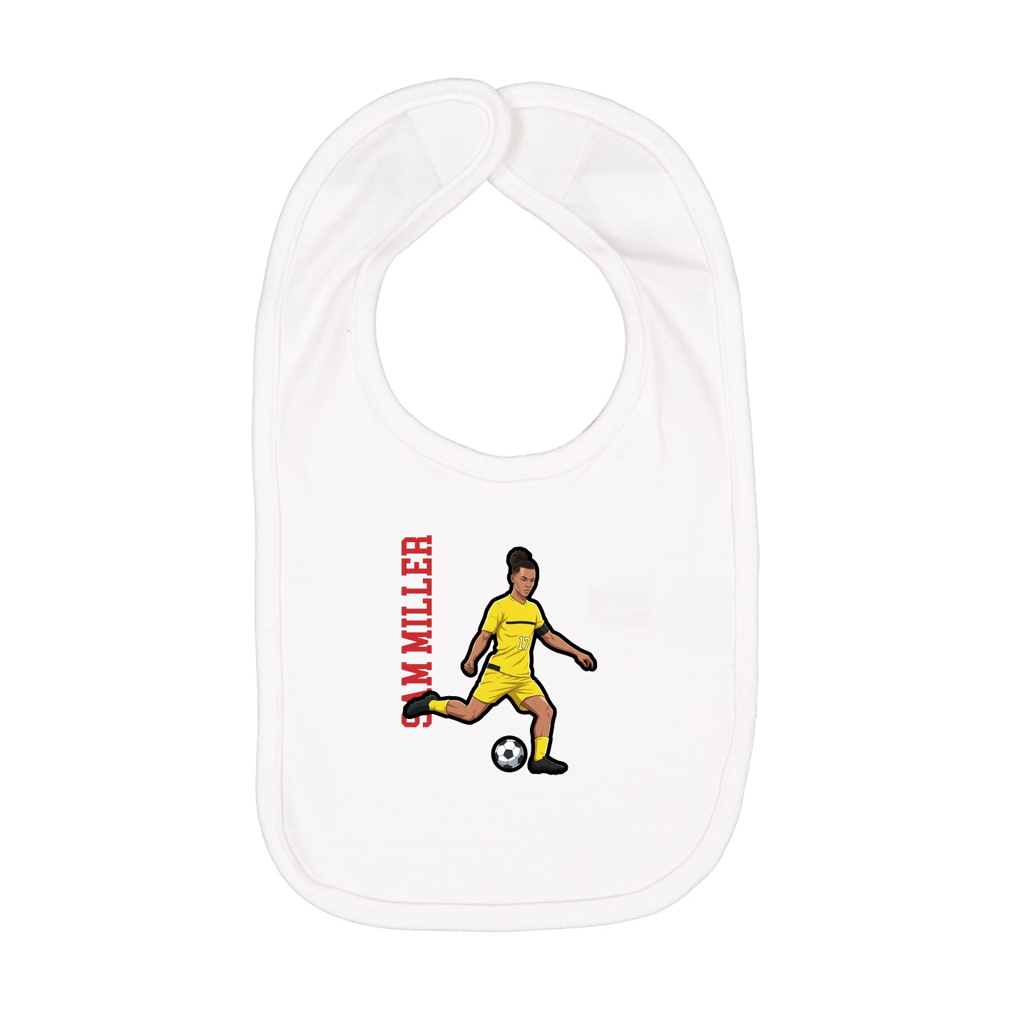 Infant Bib — Name Vertical in White