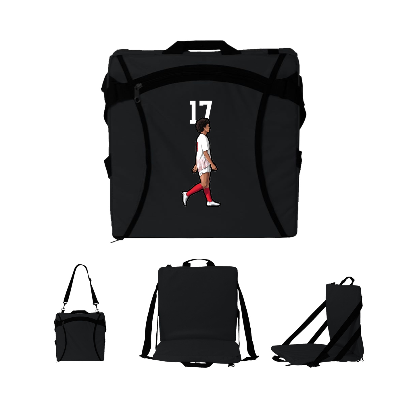 Folding Stadium Seat — Number Top in Black