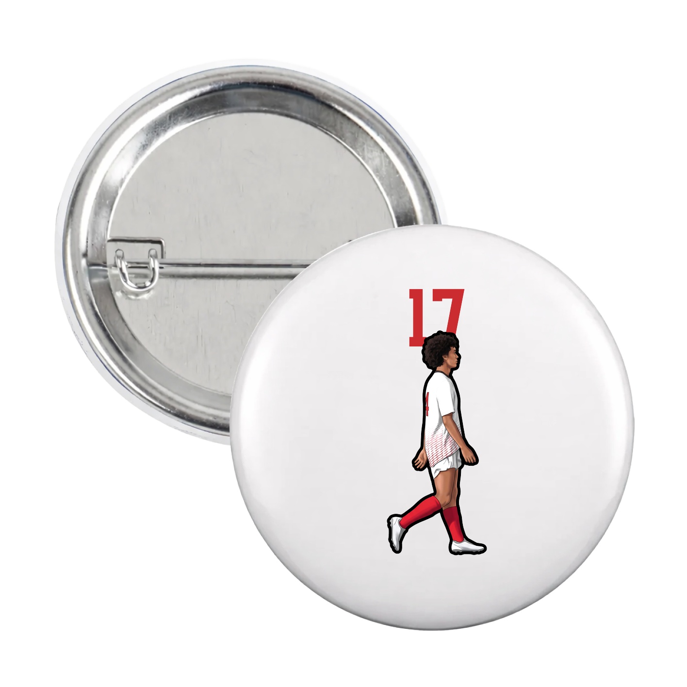 Game Day Button — Number Top in White