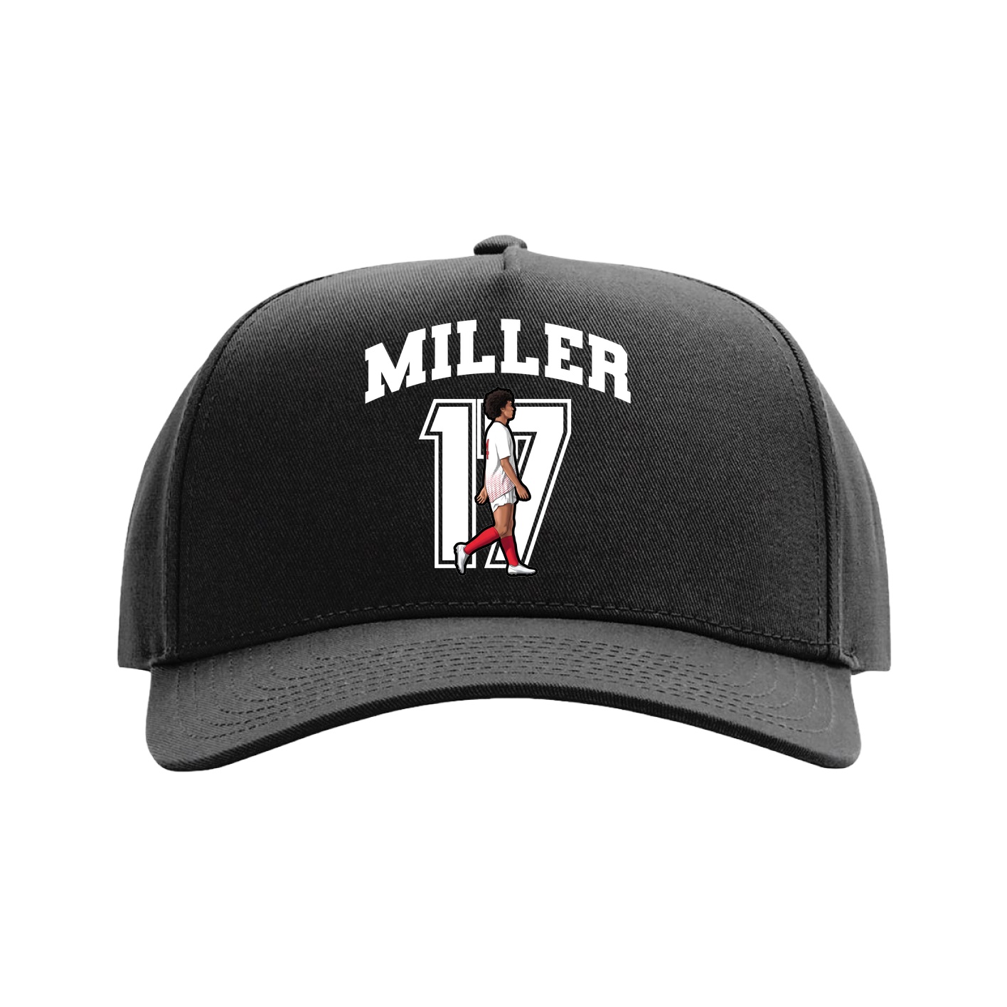 Full Fabric Five-Panel Champ Cap — Number in Black