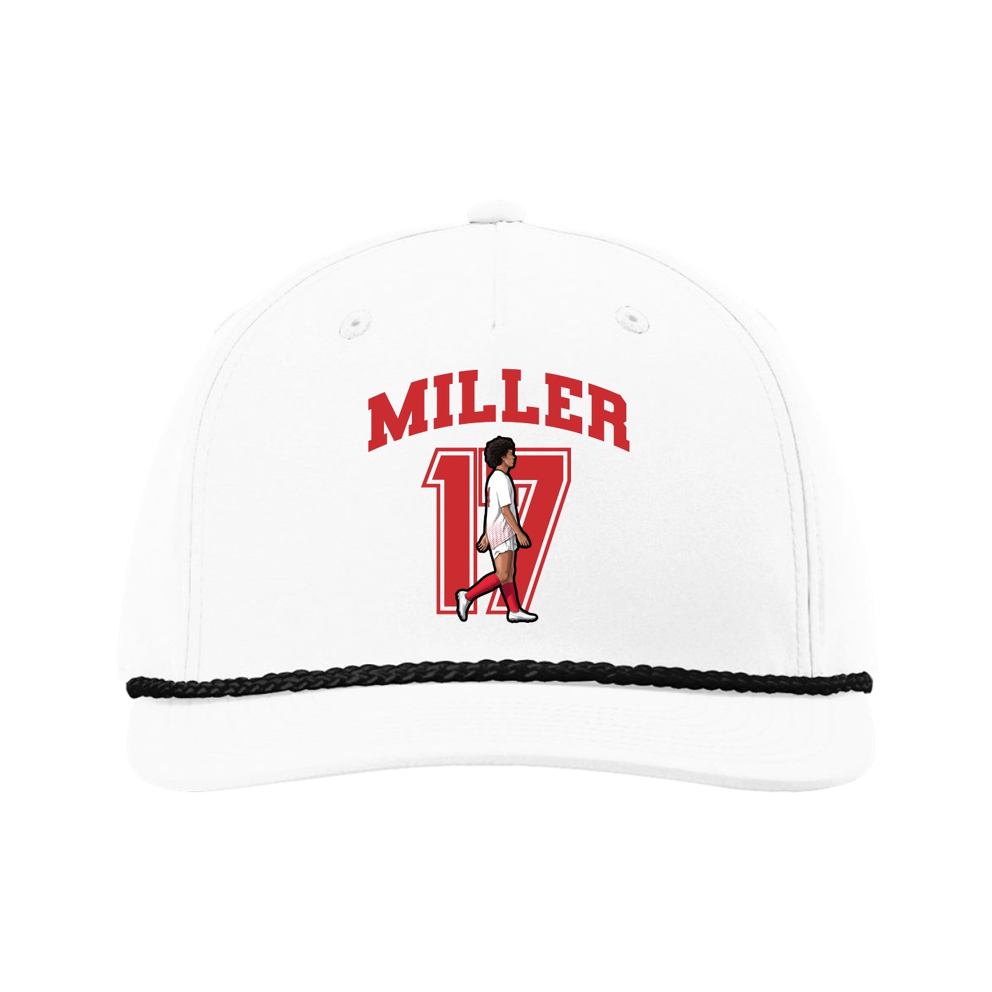 Five-Panel Classic Rope Cap — Number in White