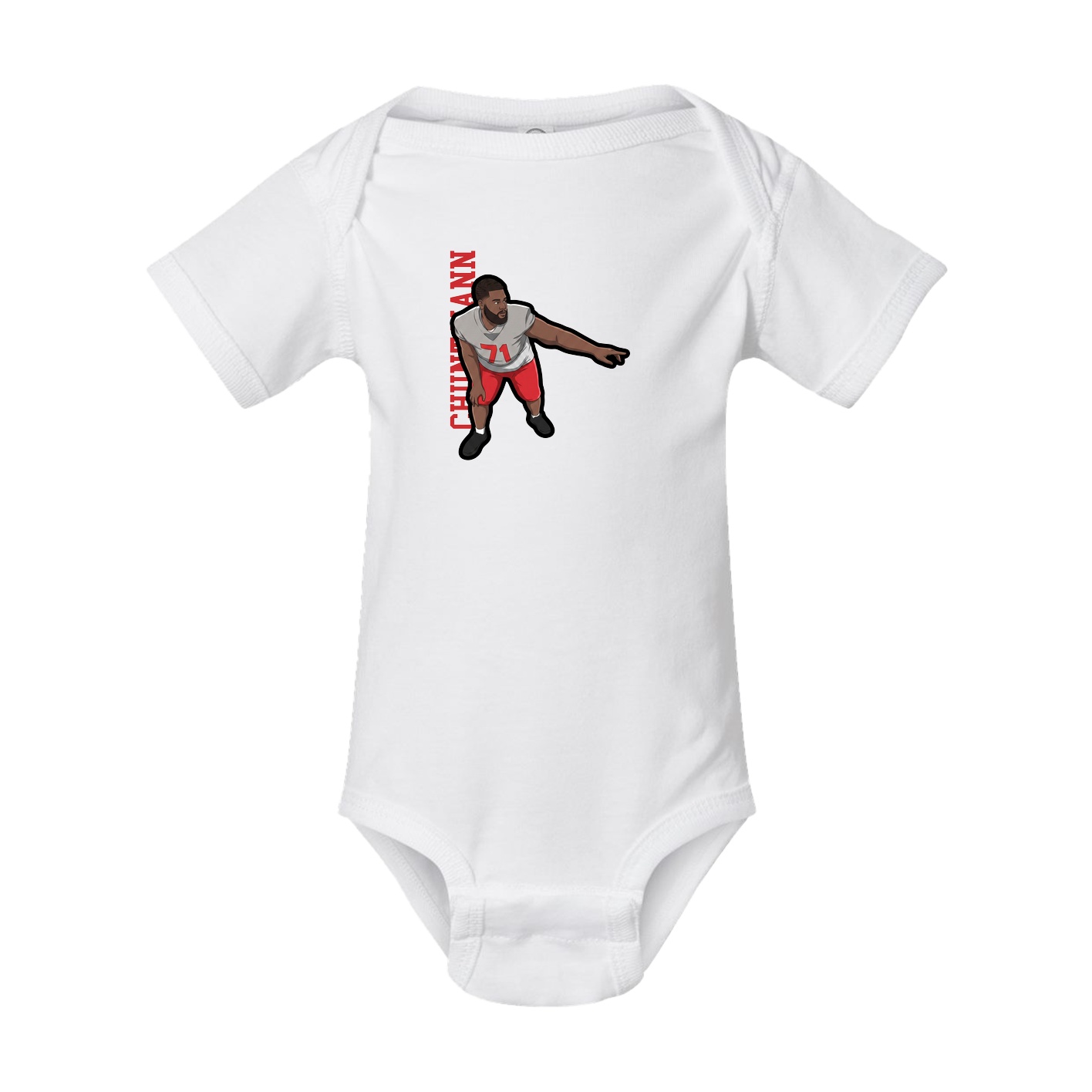 Baby Onesie — Name Vertical in White