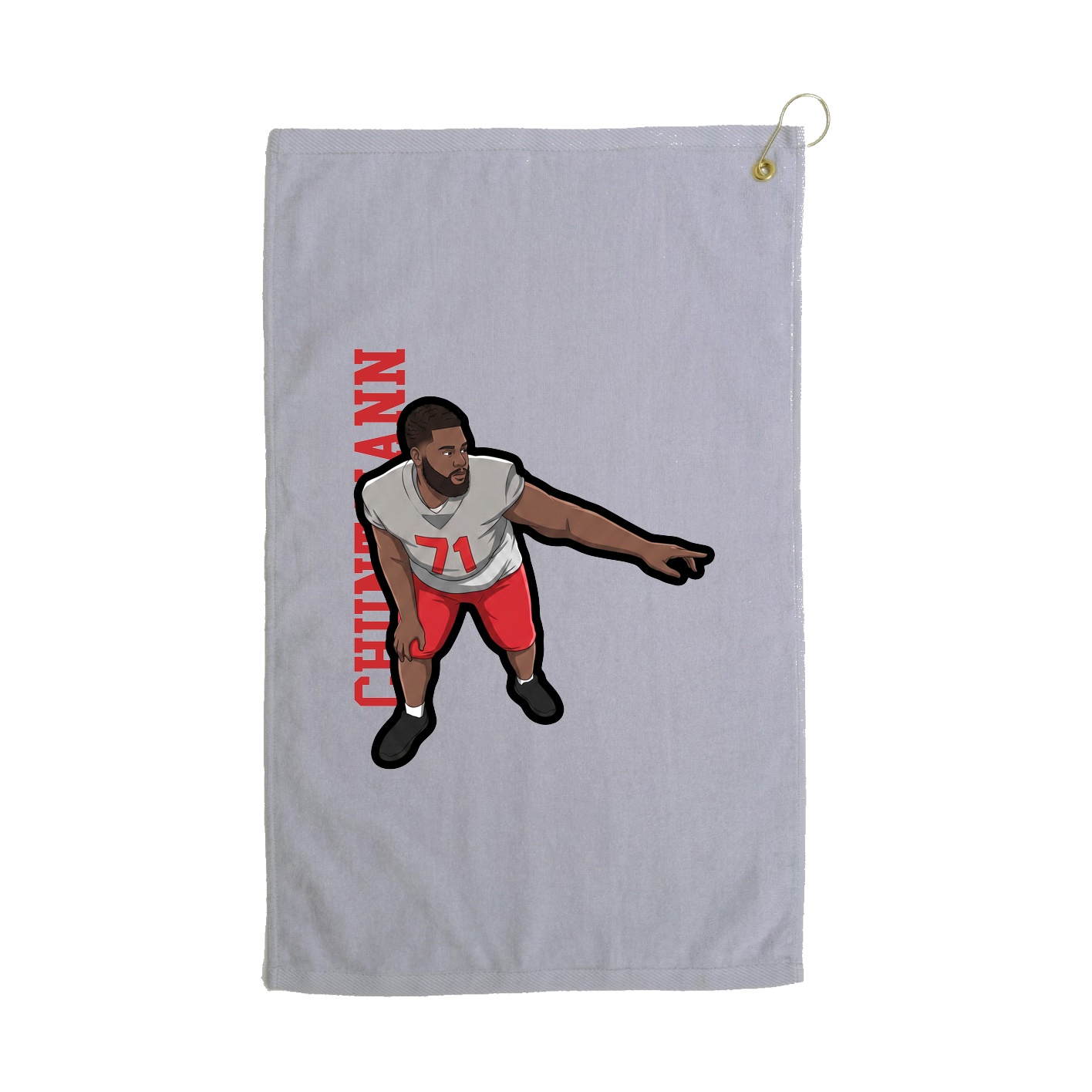 Golf Towel — Name Vertical in Grey