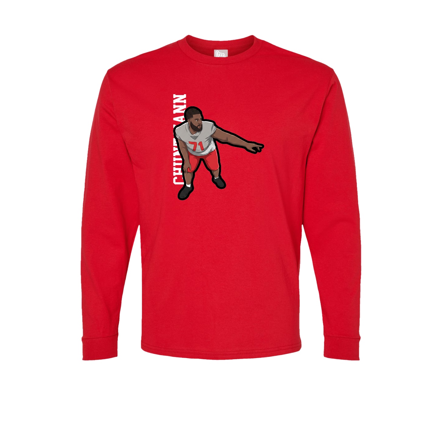 Long Sleeve Tee — Name Vertical in Red