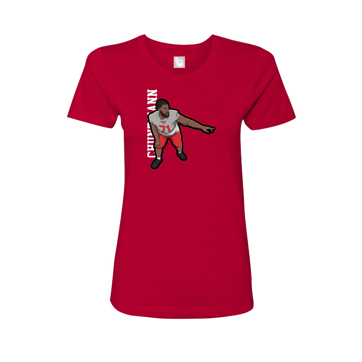 Fitted Women's Tee — Name Vertical in Red