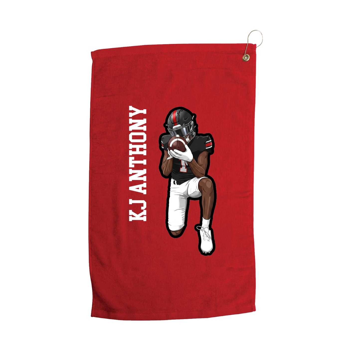 Golf Towel — Name Vertical in Red