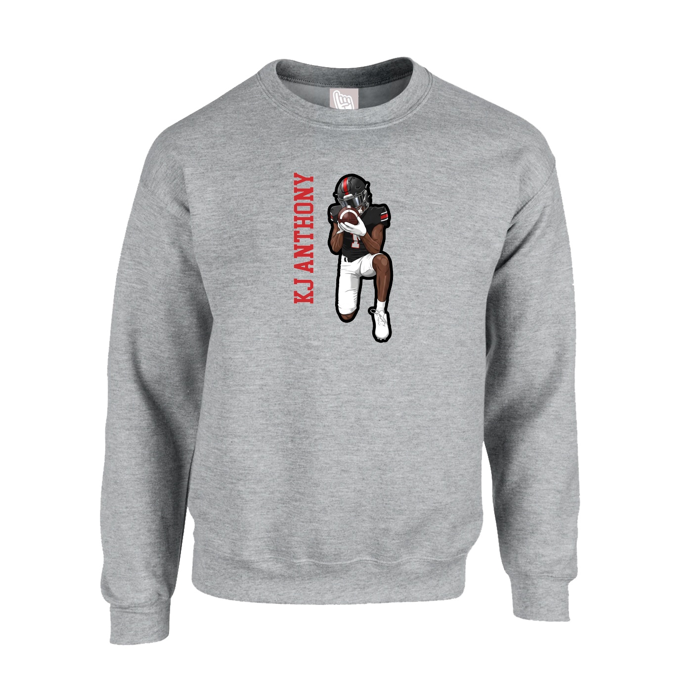 Fleece Crew — Name Vertical in Grey