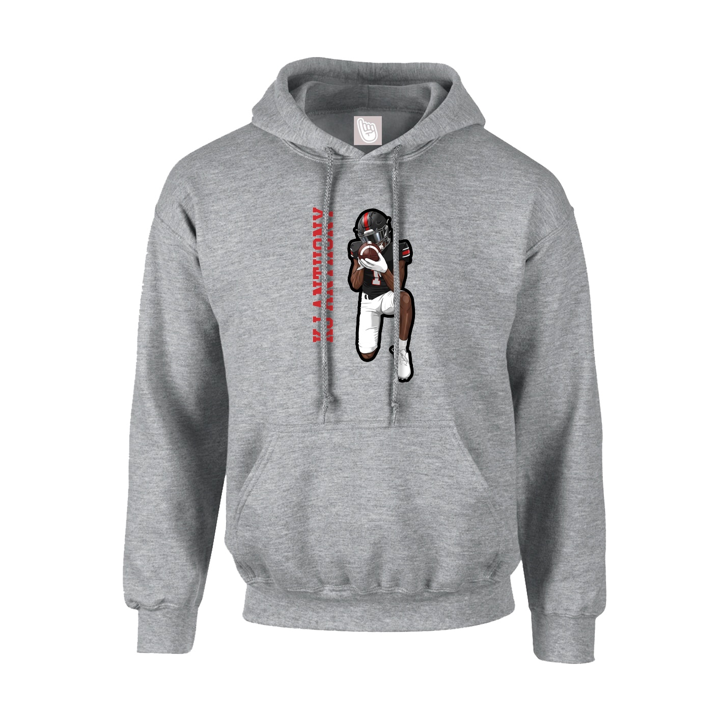 Youth Hoodie — Name Vertical in Grey